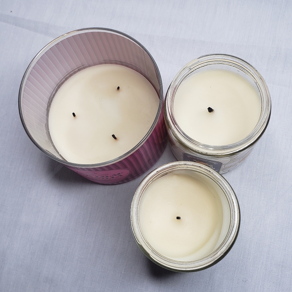 Used BBW Candles Pumpkin Swirl Vanilla Pumpkin Marshmellow Pink Lilac Vanilla - Picture 3 of 3